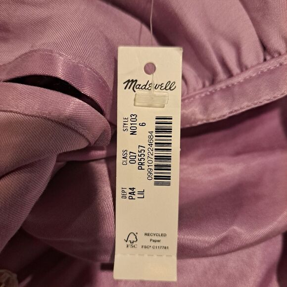 Madewell Square Neck Midi Dress Lilac Satin sleeveless adjustable size 6 new NWT - Picture 16 of 16